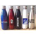 16 Oz. Stainless Steel Vacuum Insulated Thermal Bottle, blue, red, black, white and silver